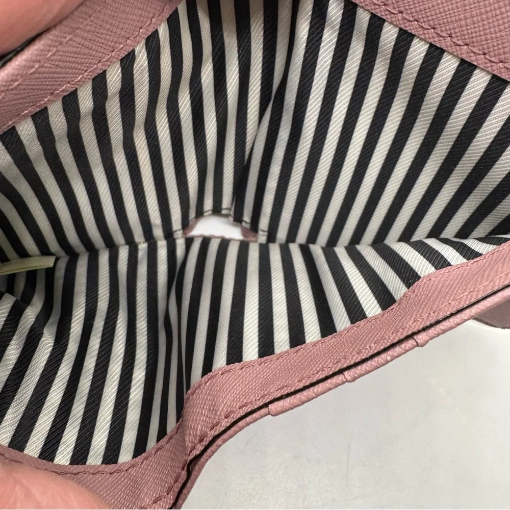 Kate Spade New York Classic Wallet ID Case Light Pink  W/ Black Stripe 4”x3”